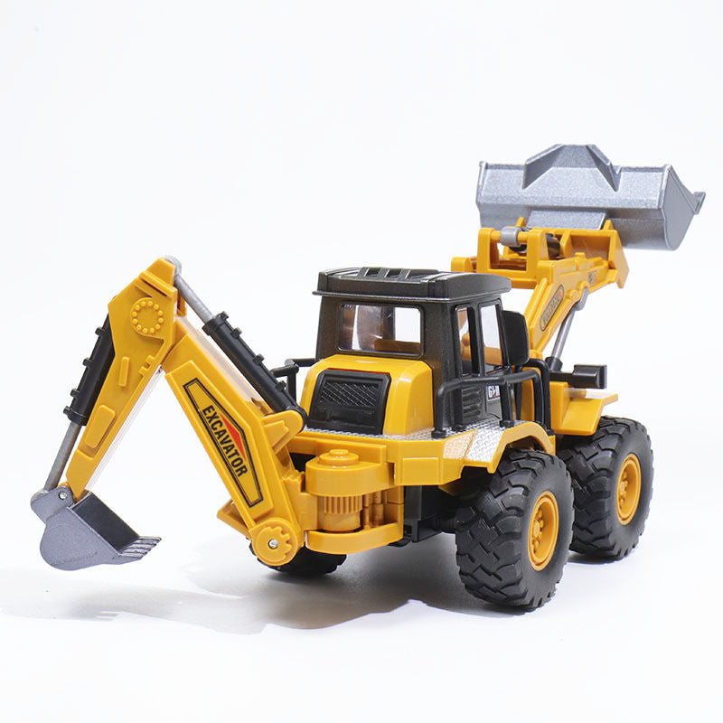 2-in-1 Alloy Tractor & Excavator Toy, Diecast Metal Engineering Vehicle Model for Boys, Kids Bulldozer Crane Truck, Farm