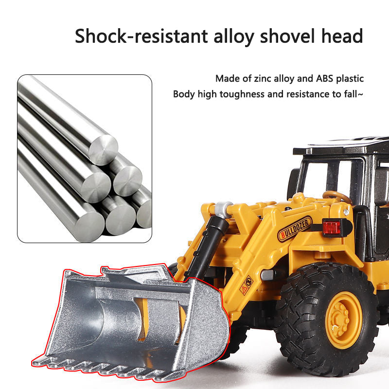 2-in-1 Alloy Tractor & Excavator Toy, Diecast Metal Engineering Vehicle Model for Boys, Kids Bulldozer Crane Truck, Farm