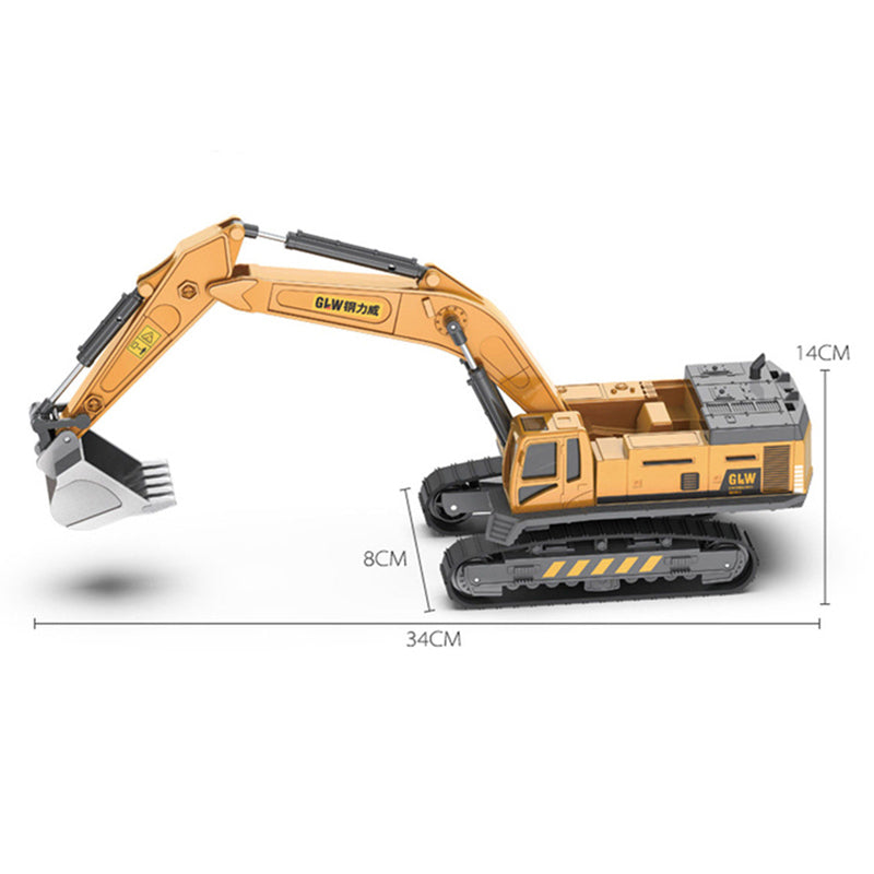 2-in-1 Alloy Tractor & Excavator Toy, Diecast Metal Engineering Vehicle Model for Boys, Kids Bulldozer Crane Truck, Farm