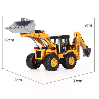 2-in-1 Alloy Tractor & Excavator Toy, Diecast Metal Engineering Vehicle Model for Boys, Kids Bulldozer Crane Truck, Farm