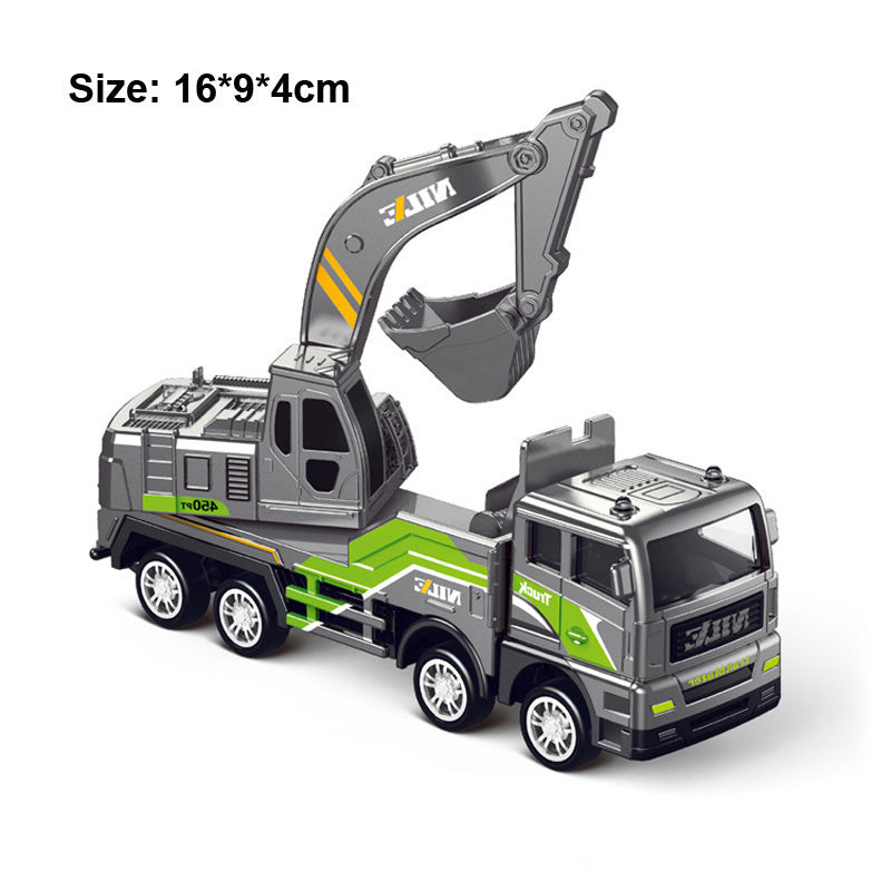 2-in-1 Alloy Tractor & Excavator Toy, Diecast Metal Engineering Vehicle Model for Boys, Kids Bulldozer Crane Truck, Farm