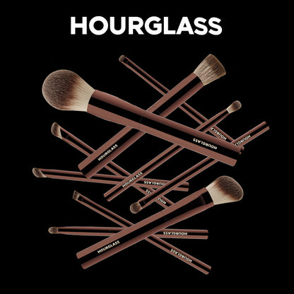Makeup Brush Set Hourglass Powder Eyeshadow, Domed Crease Stippling Angled Shadow Brow Brushes with Cosmetic Bag