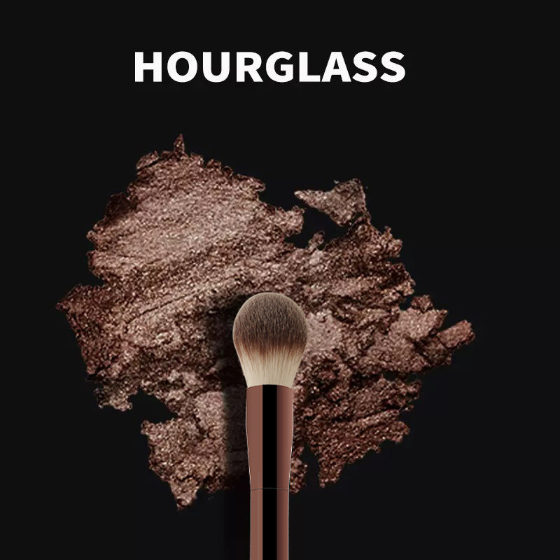 Makeup Brush Set Hourglass Powder Eyeshadow, Domed Crease Stippling Angled Shadow Brow Brushes with Cosmetic Bag