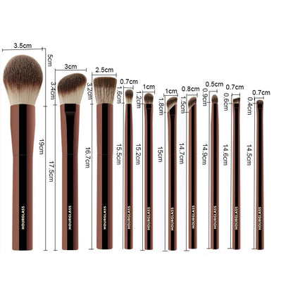 Makeup Brush Set Hourglass Powder Eyeshadow, Domed Crease Stippling Angled Shadow Brow Brushes with Cosmetic Bag