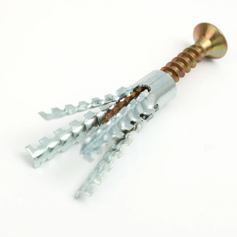 100/10sets Heavy-Duty Metal Serrated Expansion Tube,Self-Tapping Screws Kit, Concrete Wall Anchors, Fasteners for Secure