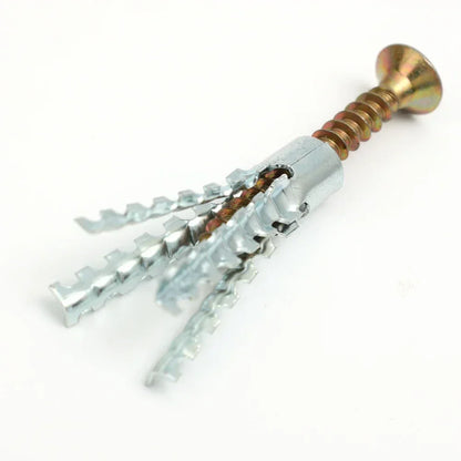 100/10sets Heavy-Duty Metal Serrated Expansion Tube,Self-Tapping Screws Kit, Concrete Wall Anchors, Fasteners for Secure