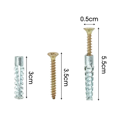 100/10sets Heavy-Duty Metal Serrated Expansion Tube,Self-Tapping Screws Kit, Concrete Wall Anchors, Fasteners for Secure