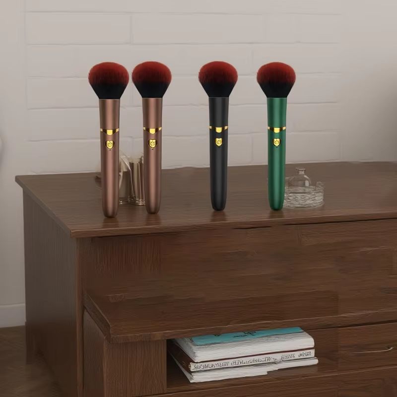 Portable 2 In 1 Electric Vibration Makeup Brush, Soft Fluffy Foundation Brush, Rechargeable Multi-Function Detail Makeup