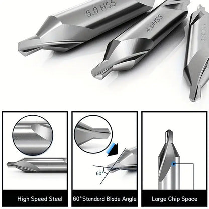 Professional HSS Center Drill Bit Set for Precision Lathe Metalworking, for Accurate Metal Drilling