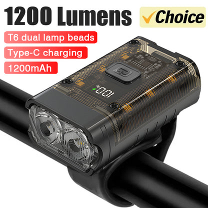 T6 LED Bike Front Light, Rechargeable Bicycle Headlight with Bright LED Waterproof Design for MTB Road Bike Night Riding