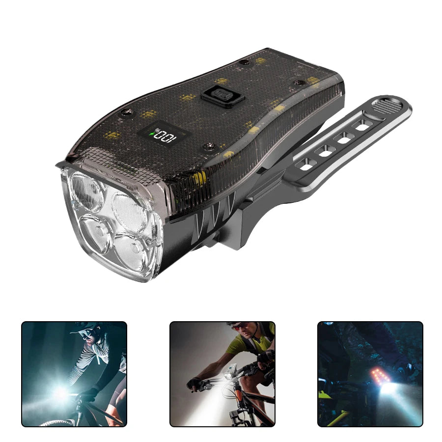 T6 LED Bike Front Light, Rechargeable Bicycle Headlight with Bright LED Waterproof Design for MTB Road Bike Night Riding