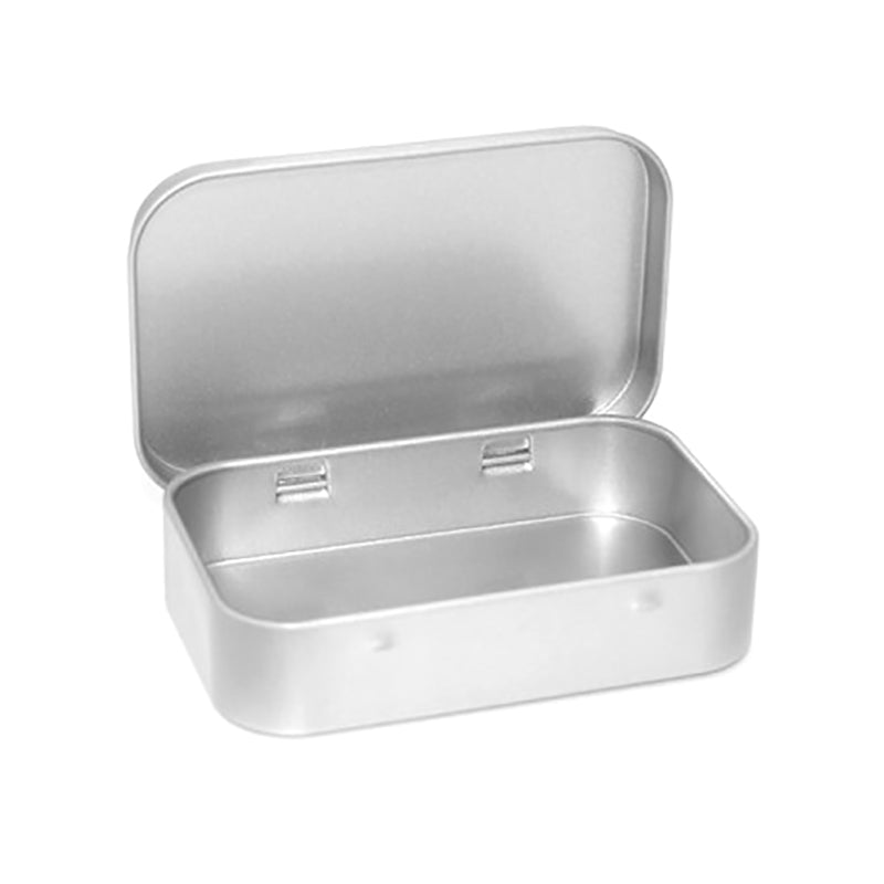 Metal Rectangular Empty Mini Tin Box, Small Tinplate Push Candy Pill Case Bin, Hinged Storage Organizer Box for Crafts