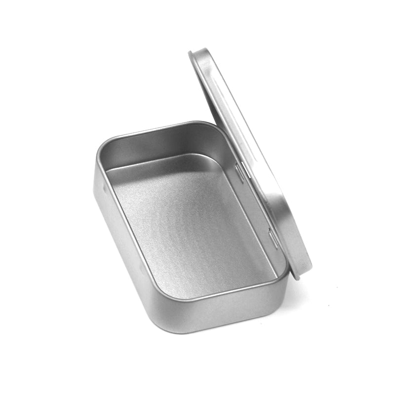 Metal Rectangular Empty Mini Tin Box, Small Tinplate Push Candy Pill Case Bin, Hinged Storage Organizer Box for Crafts