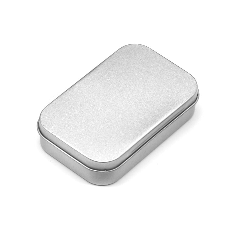 Metal Rectangular Empty Mini Tin Box, Small Tinplate Push Candy Pill Case Bin, Hinged Storage Organizer Box for Crafts