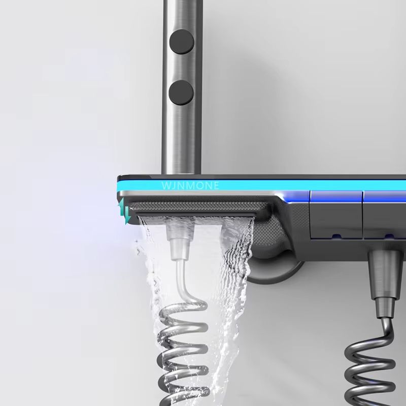 Luxury Smart Shower System With LED Lights And Digital Thermostat  Full Set Glass Panel Faucet 1