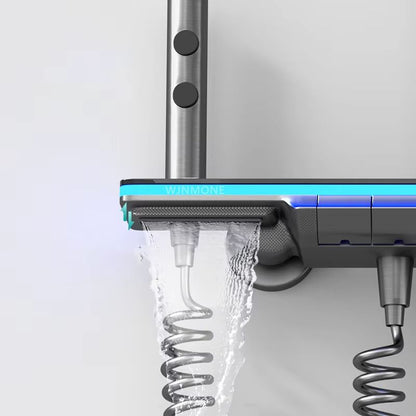 Luxury Smart Shower System With LED Lights And Digital Thermostat  Full Set Glass Panel Faucet 1