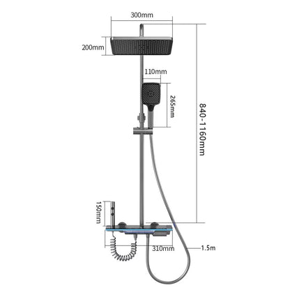 Luxury Smart Shower System With LED Lights And Digital Thermostat  Full Set Glass Panel Faucet 5
