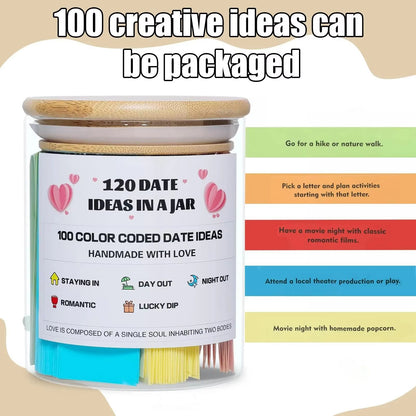 100 Date Ideas in a Jar – Color-Coded Romantic Activities for Couples