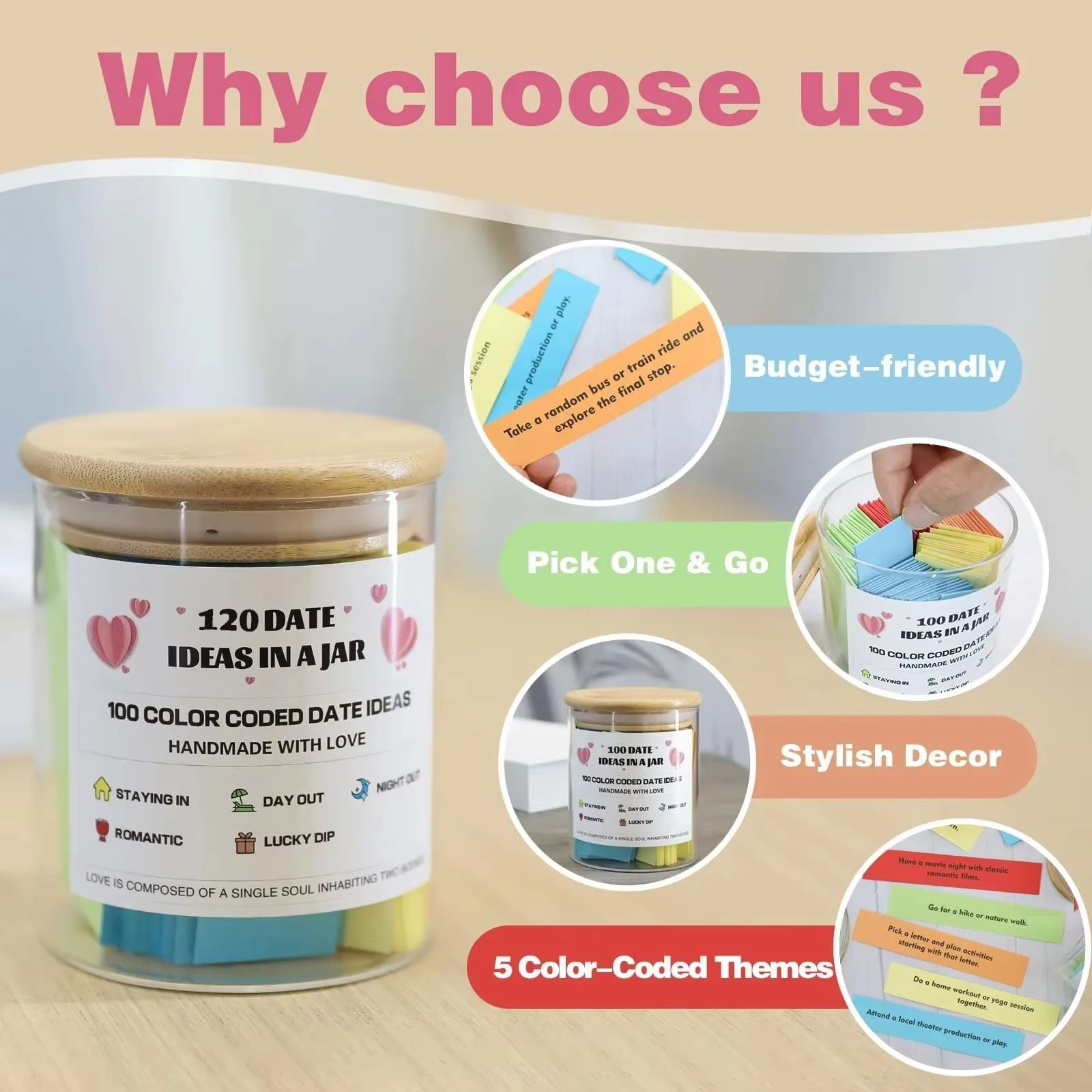 100 Date Ideas In A Jar  ColorCoded Romantic Activities For Couples 1