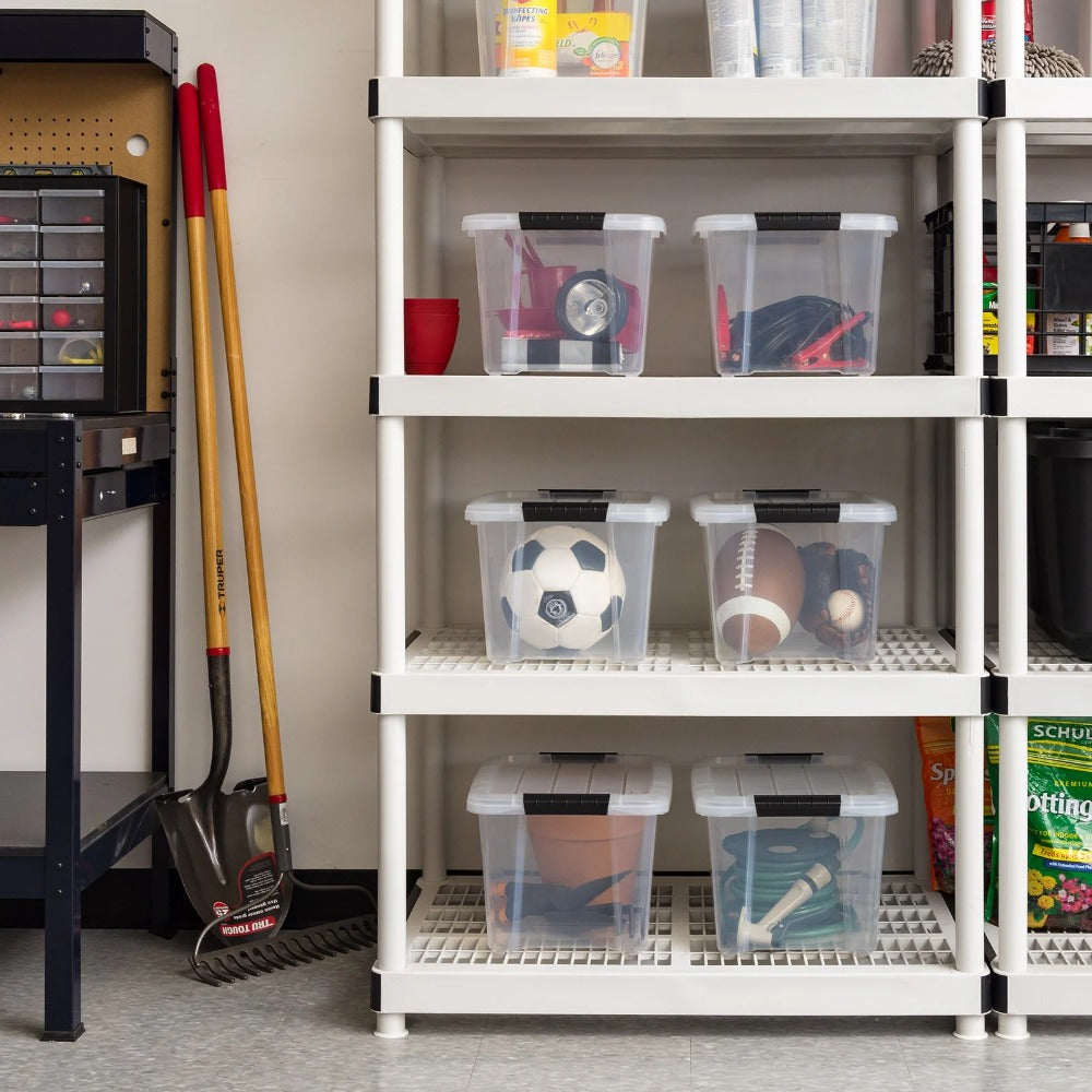 Plastic Storage Bins with Lids 20 Qt Stackable Storage Containers 6 Pack Durable Totes for Closet Pantry Garage