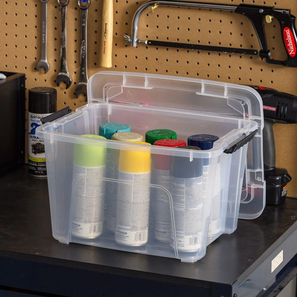 Plastic Storage Bins with Lids 20 Qt Stackable Storage Containers 6 Pack Durable Totes for Closet Pantry Garage