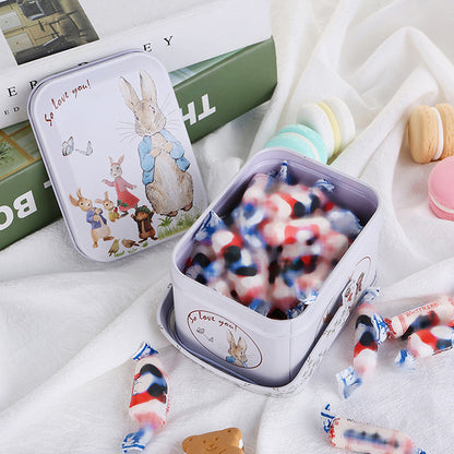 White Rabbit Toffee Tin Can, Small Suitcase Storage Can, Decorative Tin Metal Candy Box Gift for Treats Party Storage