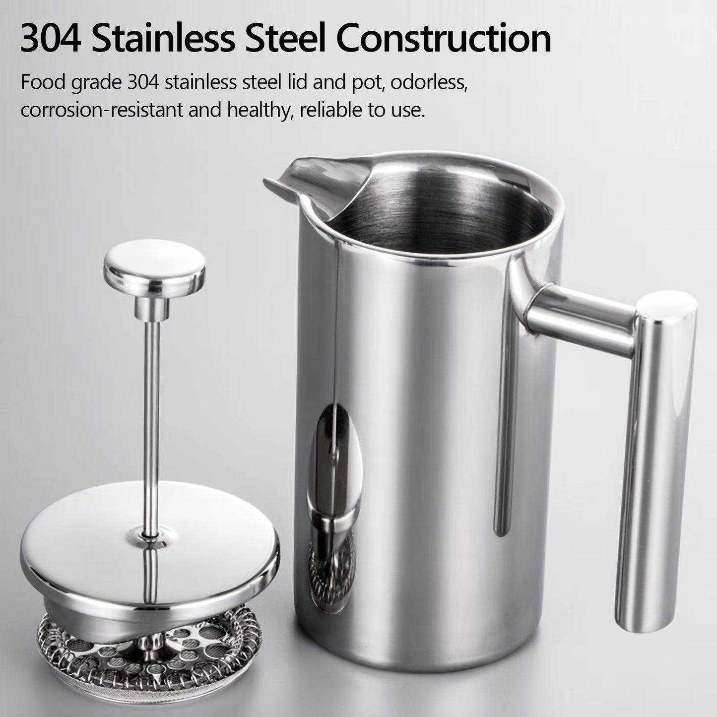 Stainless Steel French Press Coffee Maker  Double Wall Insulated Coffee Pot 350ml  800ml  1000ml 2