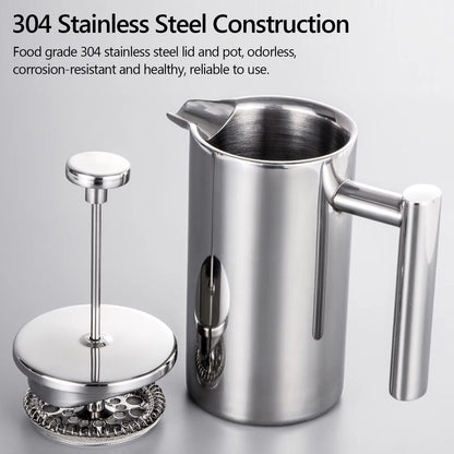 Stainless Steel French Press Coffee Maker  Double Wall Insulated Coffee Pot 350ml  800ml  1000ml 2