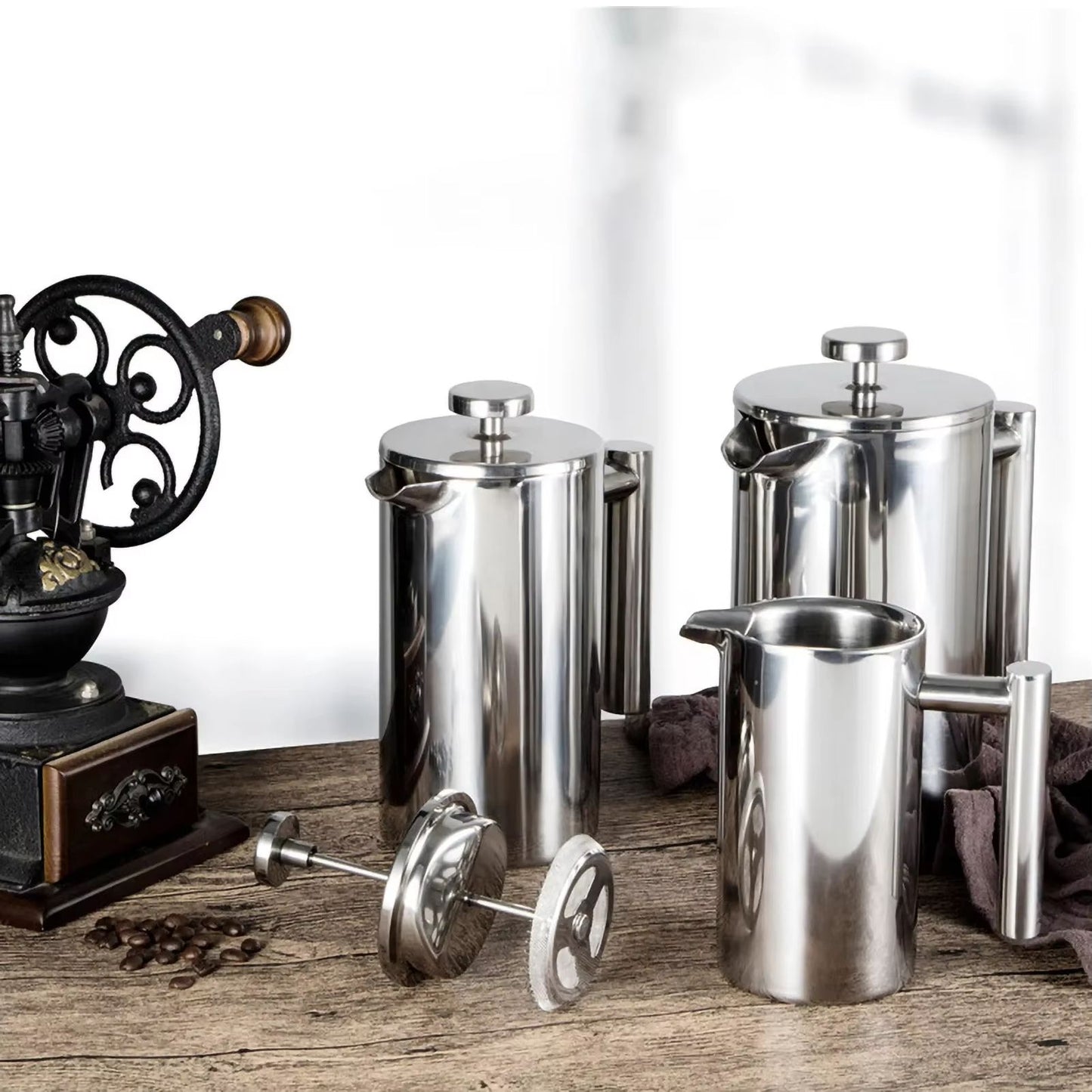 Stainless Steel French Press Coffee Maker  Double Wall Insulated Coffee Pot 350ml  800ml  1000ml 3