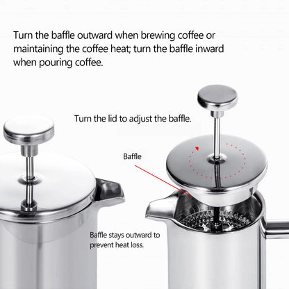Stainless Steel French Press Coffee Maker  Double Wall Insulated Coffee Pot 350ml  800ml  1000ml 5