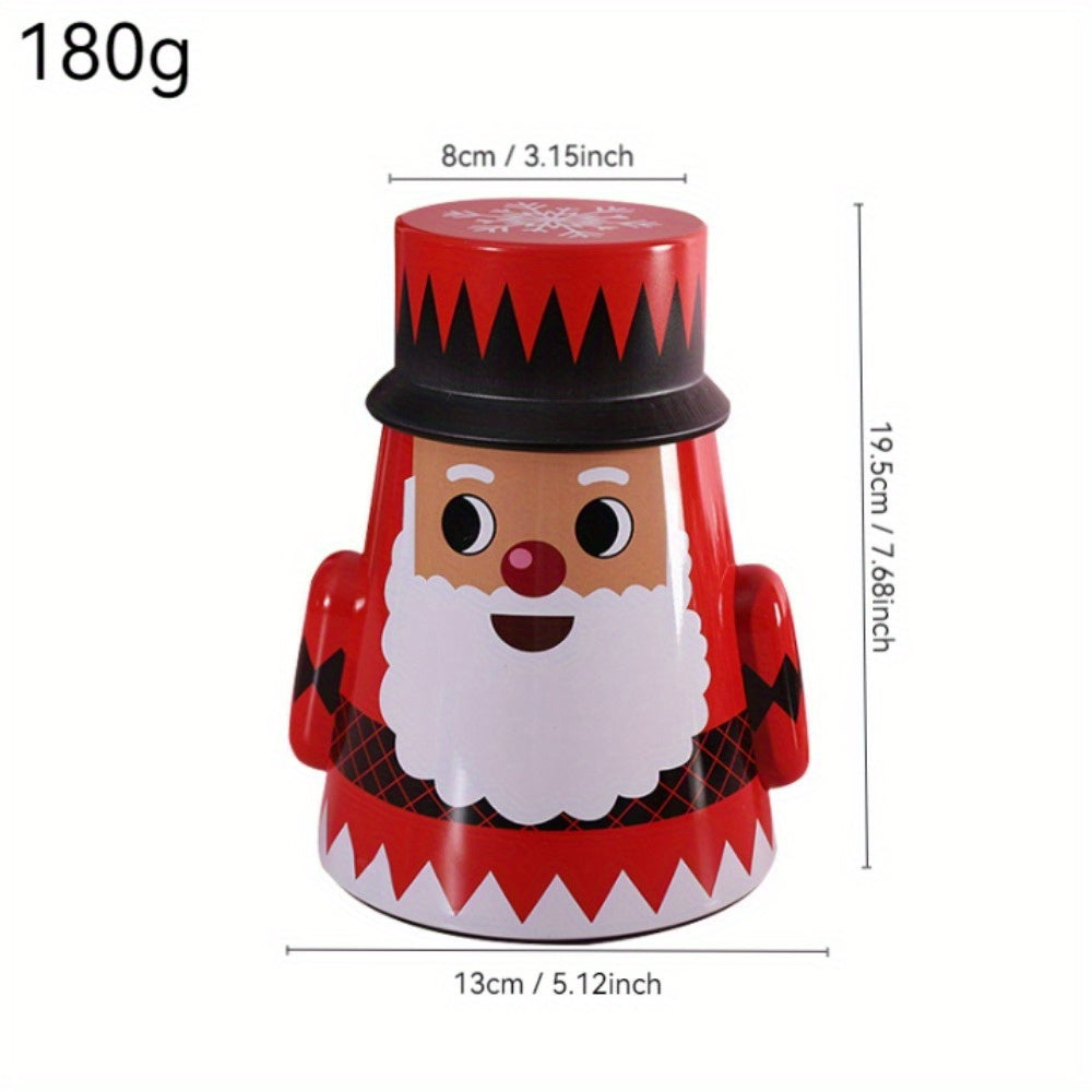 Round Christmas Tin Containers with Gift Ribbon, Large Medium Small Xmas Metal Nesting Containers, Christmas Cookie Tins