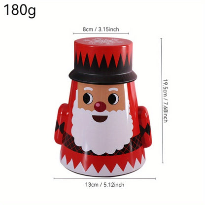Round Christmas Tin Containers with Gift Ribbon, Large Medium Small Xmas Metal Nesting Containers, Christmas Cookie Tins
