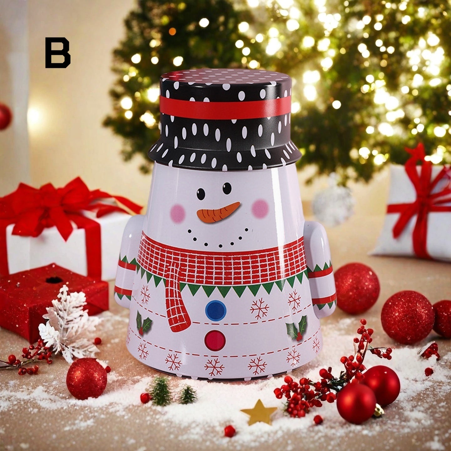 Round Christmas Tin Containers with Gift Ribbon, Large Medium Small Xmas Metal Nesting Containers, Christmas Cookie Tins