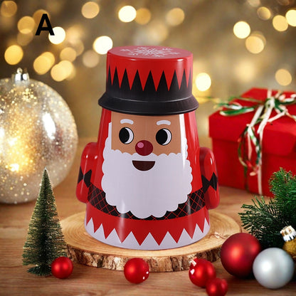 Round Christmas Tin Containers with Gift Ribbon, Large Medium Small Xmas Metal Nesting Containers, Christmas Cookie Tins