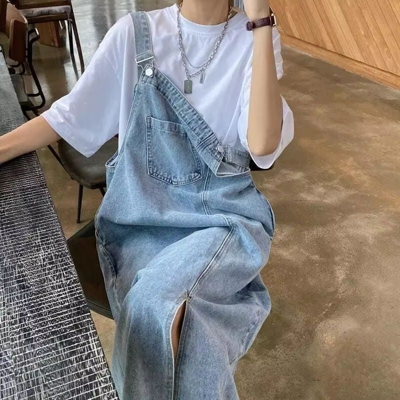 Womens Casual Denim Overall Dress  Sleeveless Summer Loose Fit Jean Slip Dress 3