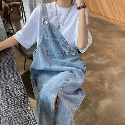 Womens Casual Denim Overall Dress  Sleeveless Summer Loose Fit Jean Slip Dress 3
