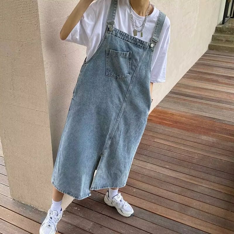 Womens Casual Denim Overall Dress  Sleeveless Summer Loose Fit Jean Slip Dress 4