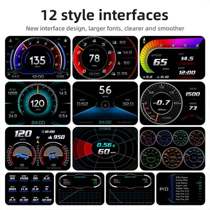 P24 OBD  GPS Car Head Up Display  Digital Speedometer With Fuel Temp And Driving Data Monitor 2