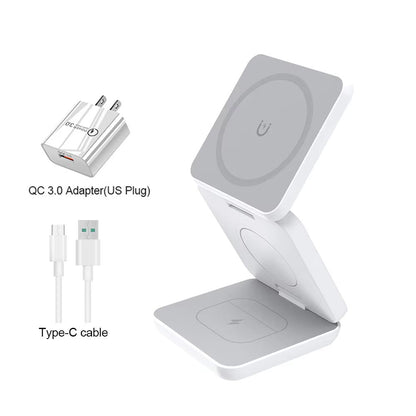 3in1 Foldable Magnetic Wireless Charging Station For IPhone And Apple Watch 9