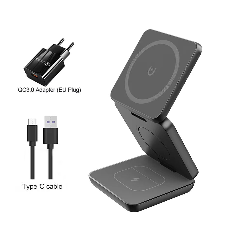 3in1 Foldable Magnetic Wireless Charging Station For IPhone And Apple Watch 10