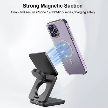 3in1 Foldable Magnetic Wireless Charging Station For IPhone And Apple Watch 2