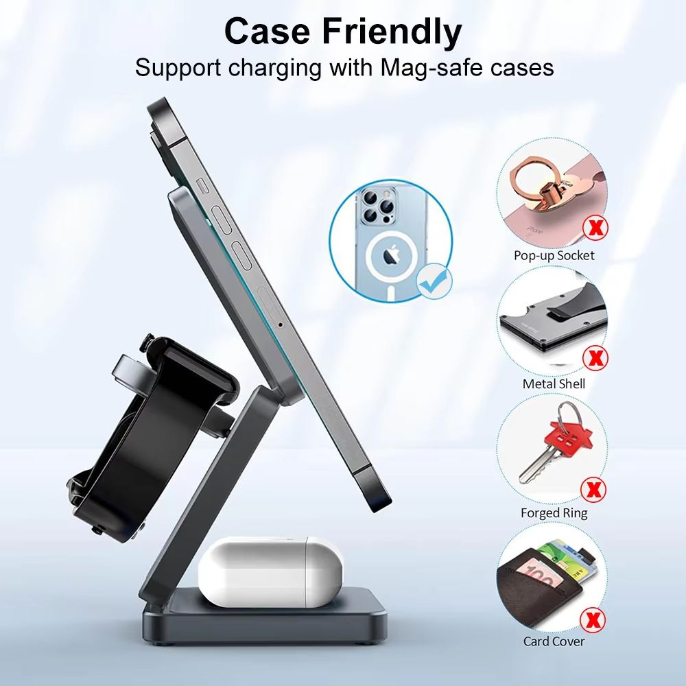 3in1 Foldable Magnetic Wireless Charging Station For IPhone And Apple Watch 3