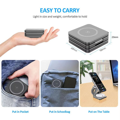 3in1 Foldable Magnetic Wireless Charging Station For IPhone And Apple Watch 5