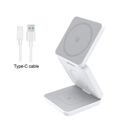 3in1 Foldable Magnetic Wireless Charging Station For IPhone And Apple Watch 7