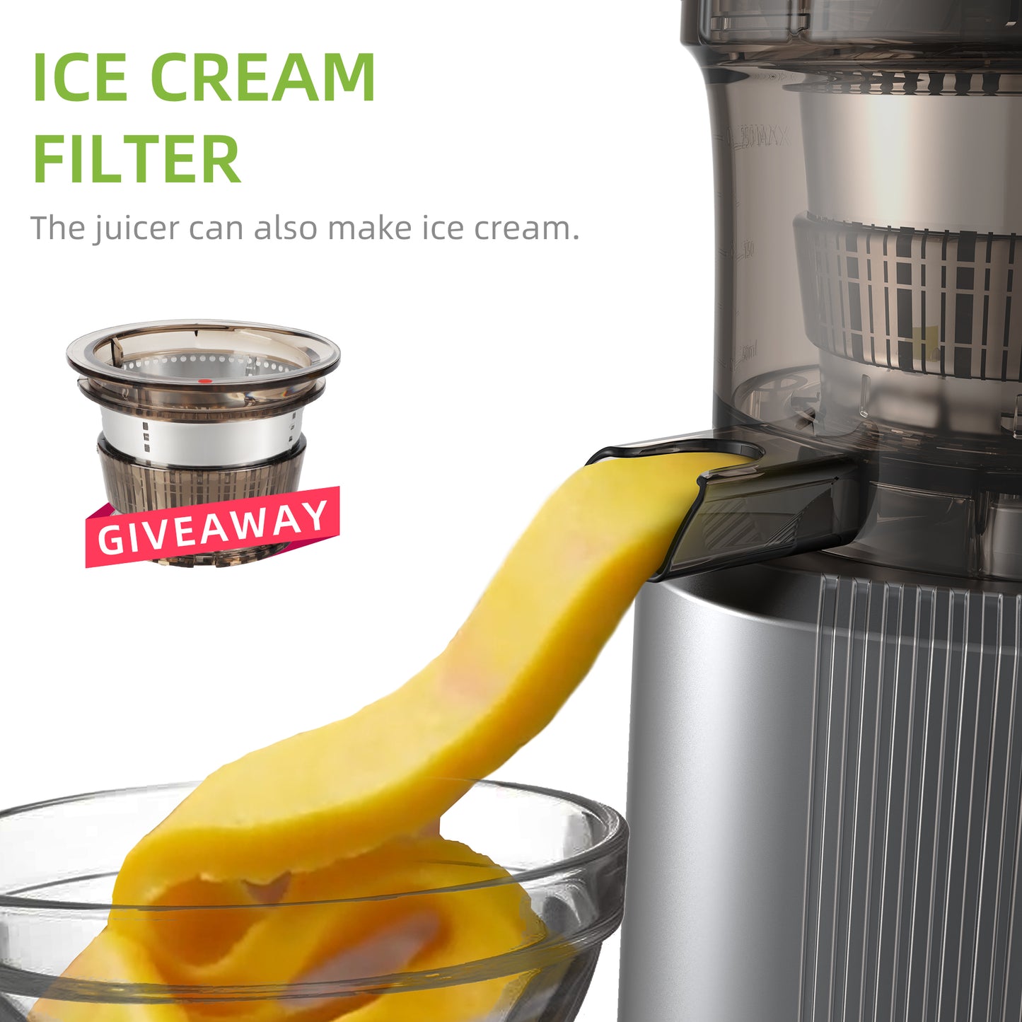 BioloMix Cold Press Juicer with Feed Chute, Slow Masticating Juicer for Whole Fruits