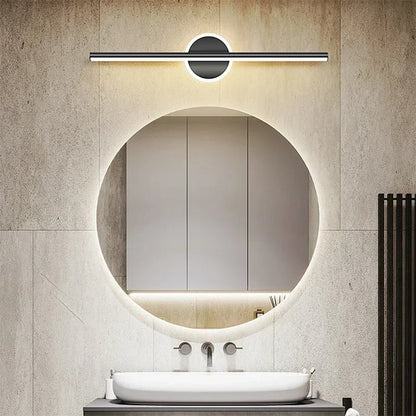 Modern Minimalist LED Wall Lamp, Black & Gold Mirror Light for Bathroom, Toilet & Home Decor, Long Strip Fixture
