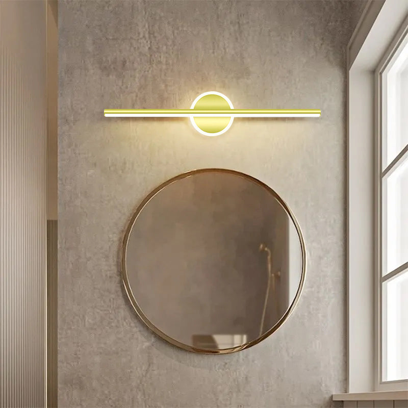 Modern Minimalist LED Wall Lamp, Black & Gold Mirror Light for Bathroom, Toilet & Home Decor, Long Strip Fixture