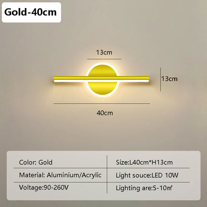 Modern Minimalist LED Wall Lamp, Black & Gold Mirror Light for Bathroom, Toilet & Home Decor, Long Strip Fixture