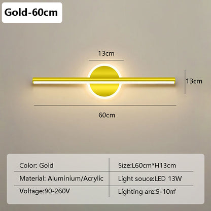 Modern Minimalist LED Wall Lamp, Black & Gold Mirror Light for Bathroom, Toilet & Home Decor, Long Strip Fixture