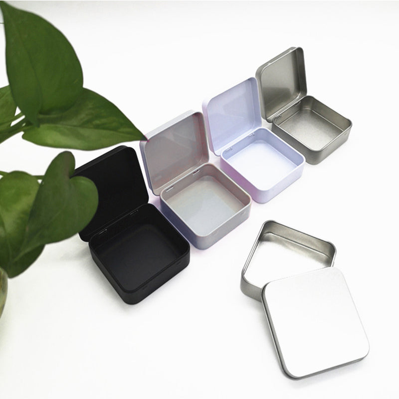 Mini Tinplate Storage Box, Square Small Tin Box Portable, Solid Color Packaging Tins Container Coin Jewelry Box Geometri